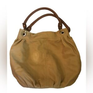 Coldwater Creek Buff Yellow Leather Hobo Bag